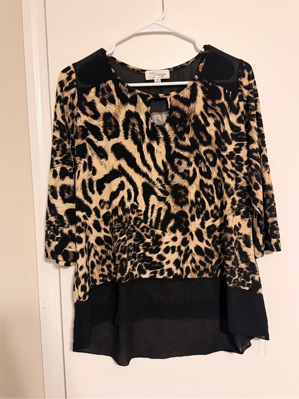 Animal Print Blouse Dress - Black and Tan